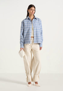 Blake - Unisex Whipstitch Check Shirt - Blue