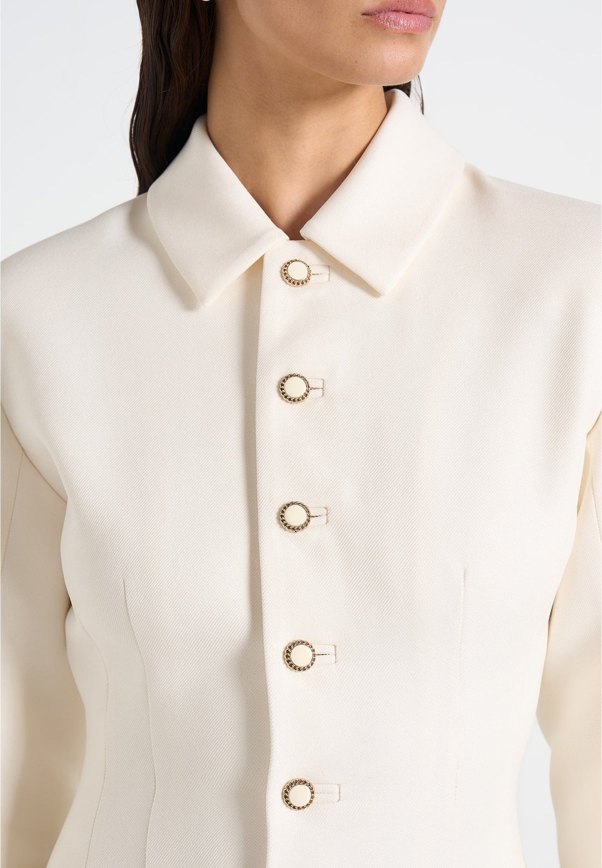 Amelie - Hourglass Button Up Blazer Dress - Off White