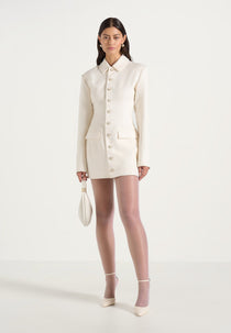 Amelie - Hourglass Button Up Blazer Dress - Off White