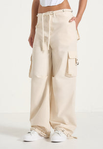 Rosa - Ripstop Parachute Cargo Pants - Cream