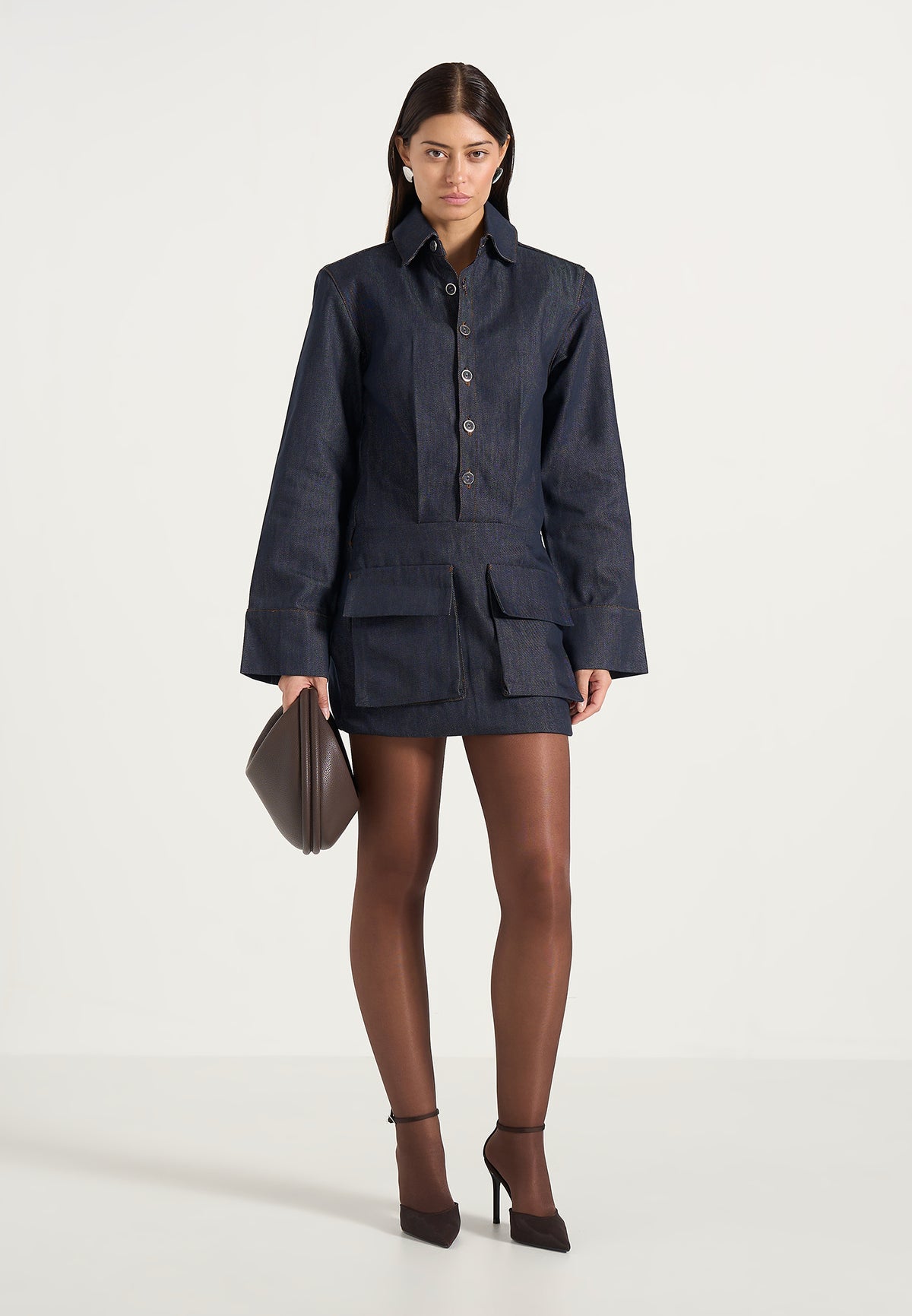 Laure - Cargo Shirt Mini Dress - Indigo