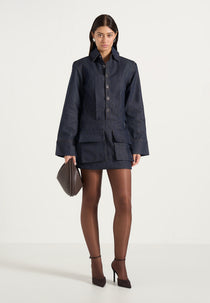 Laure - Cargo Shirt Mini Dress - Indigo