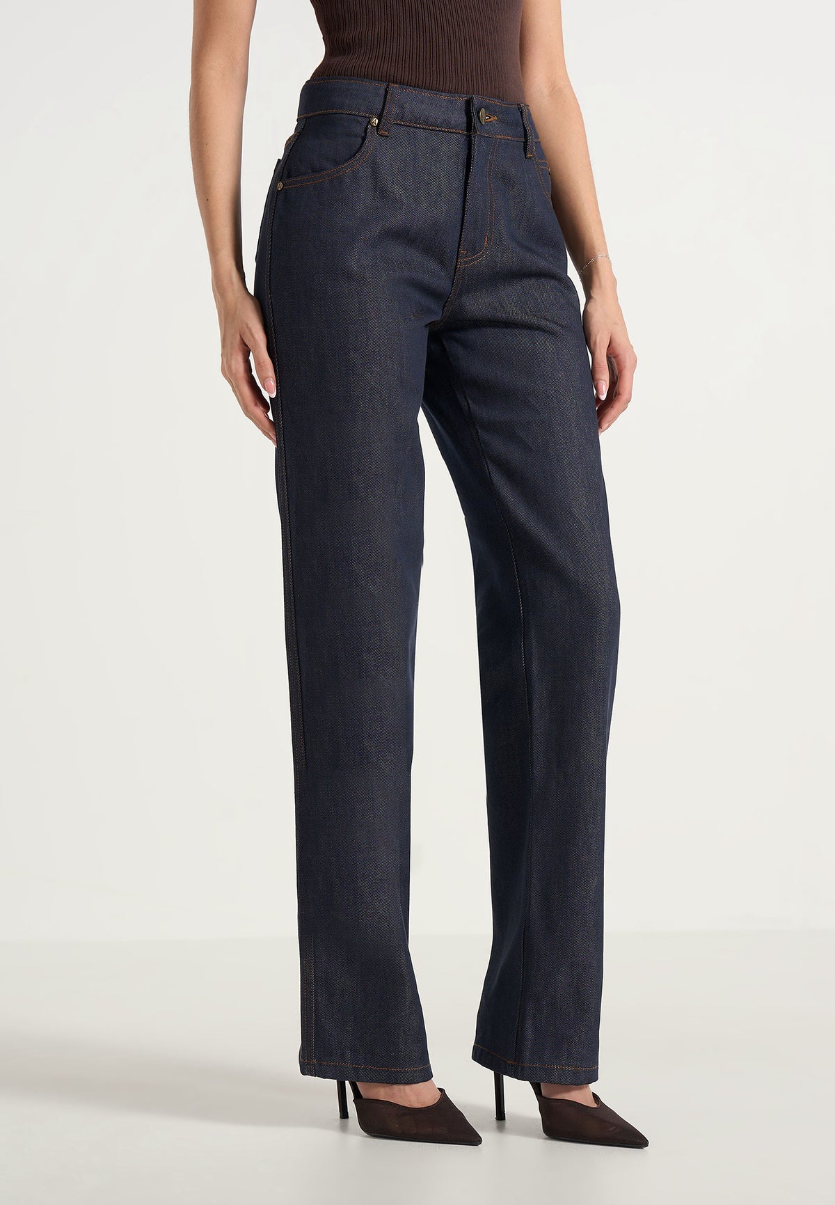 Florence - High Rise Straight Leg Denim Jeans - Indigo