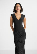 brigitte-v-neck-drape-maxi-dress