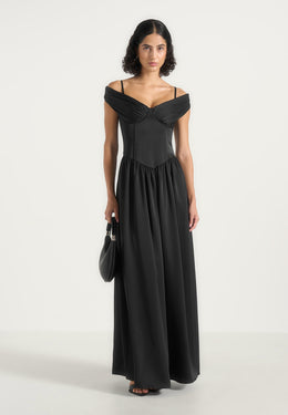 sia-off-shoulder-pleated-maxi-dress-black
