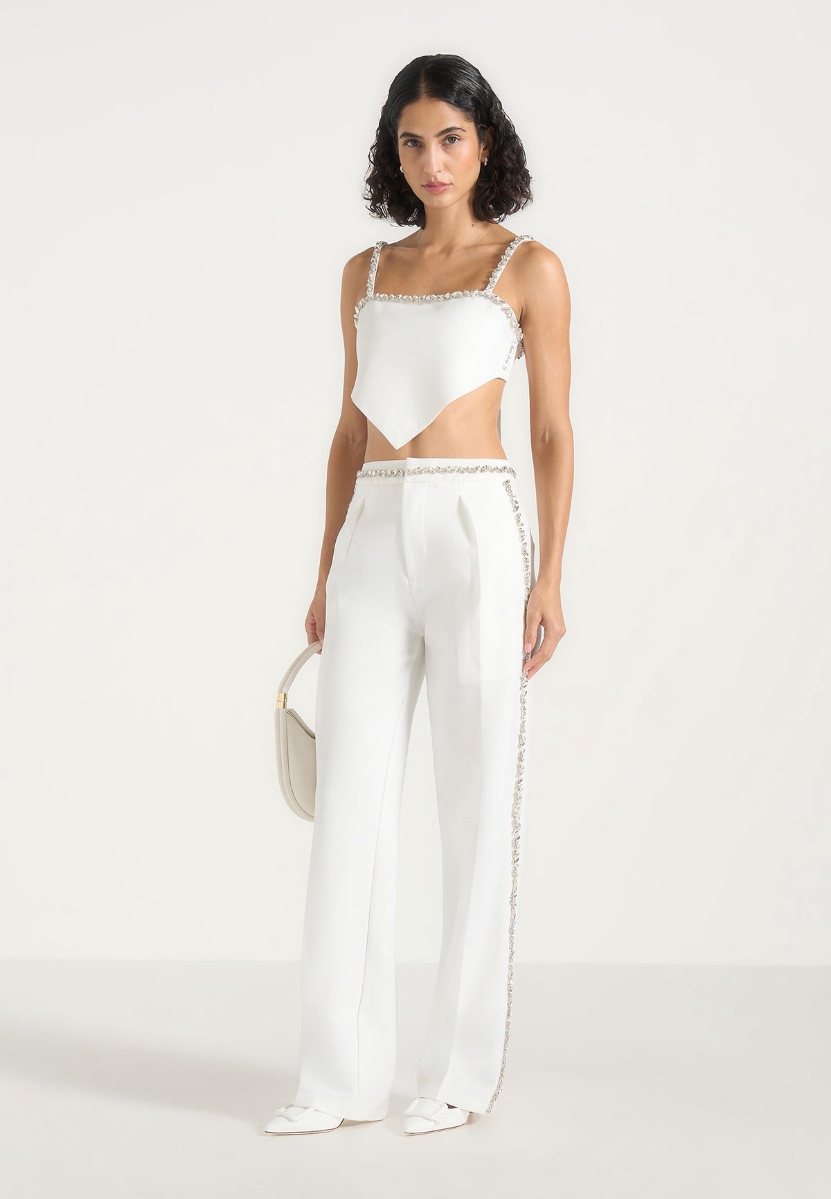 Patricia - Embellished Dress Pants - White