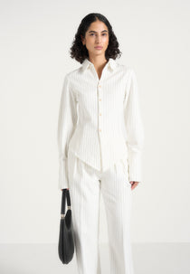 Sonia - Pinstripe Angled Shirt - White