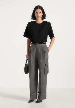 textured-tailored-pleated-cargo-trousers-grey