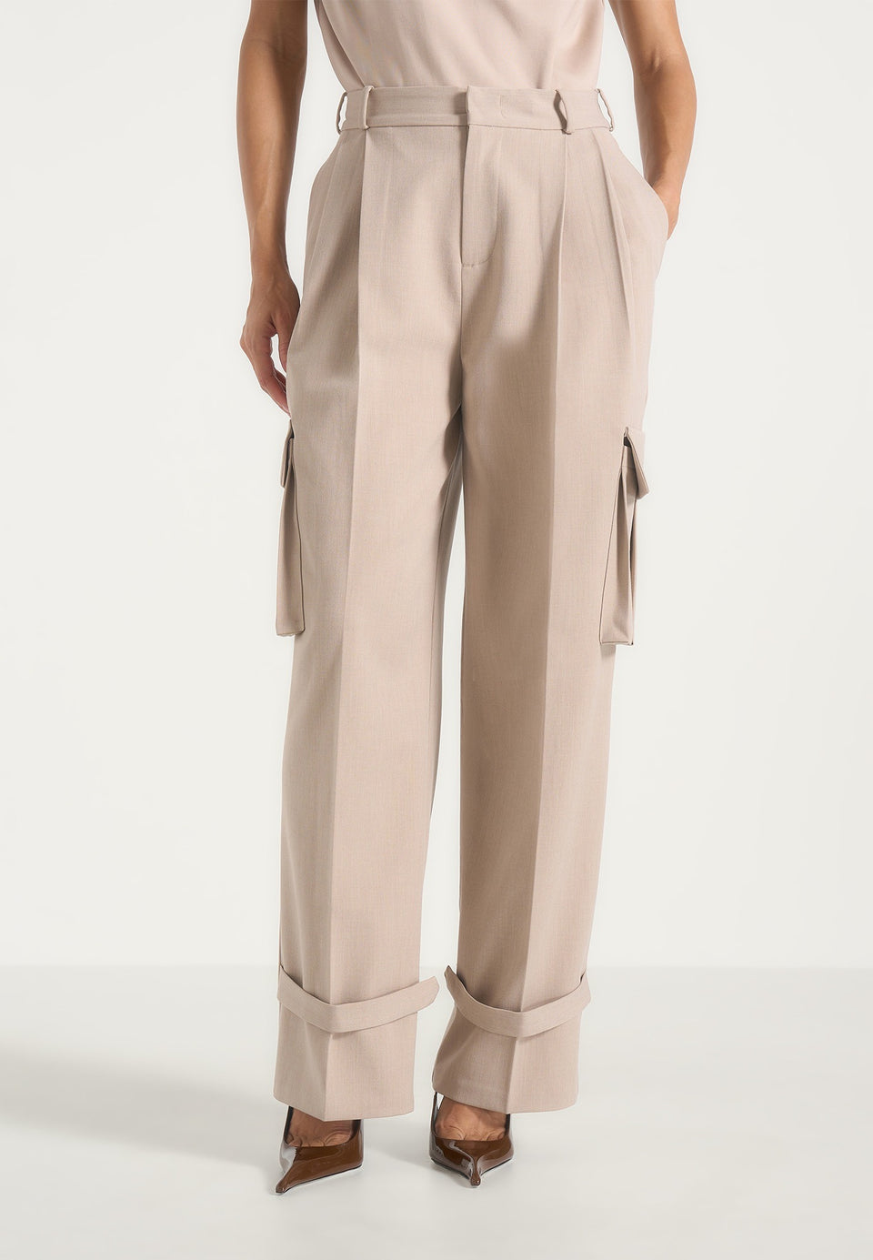 textured-tailored-pleated-cargo-trousers-taupe-1