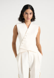 Laurence - Tailored Asym Wrap Waistcoat - Off White