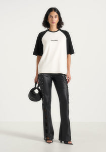 Unisex Signature Raglan Cotton T-Shirt - White/Black