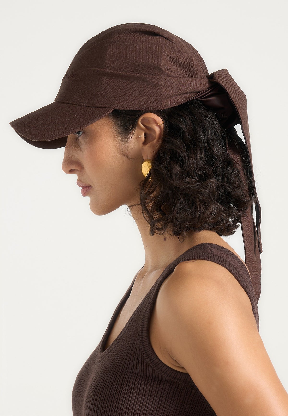 Arianne - Linen Bandana Cap - Brown