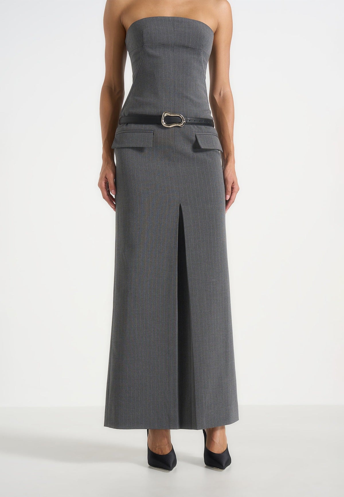 tabitha-tailored-pinstripe-bandeau-belted-maxi-dress-grey