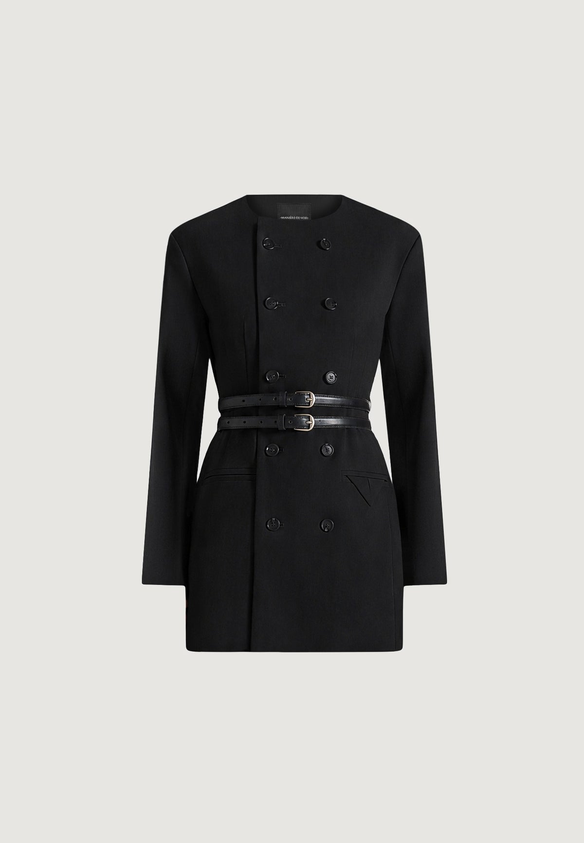 sierra-double-breasted-belted-blazer-dress-black