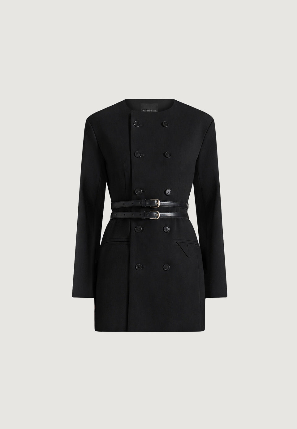 sierra-double-breasted-belted-blazer-dress-black