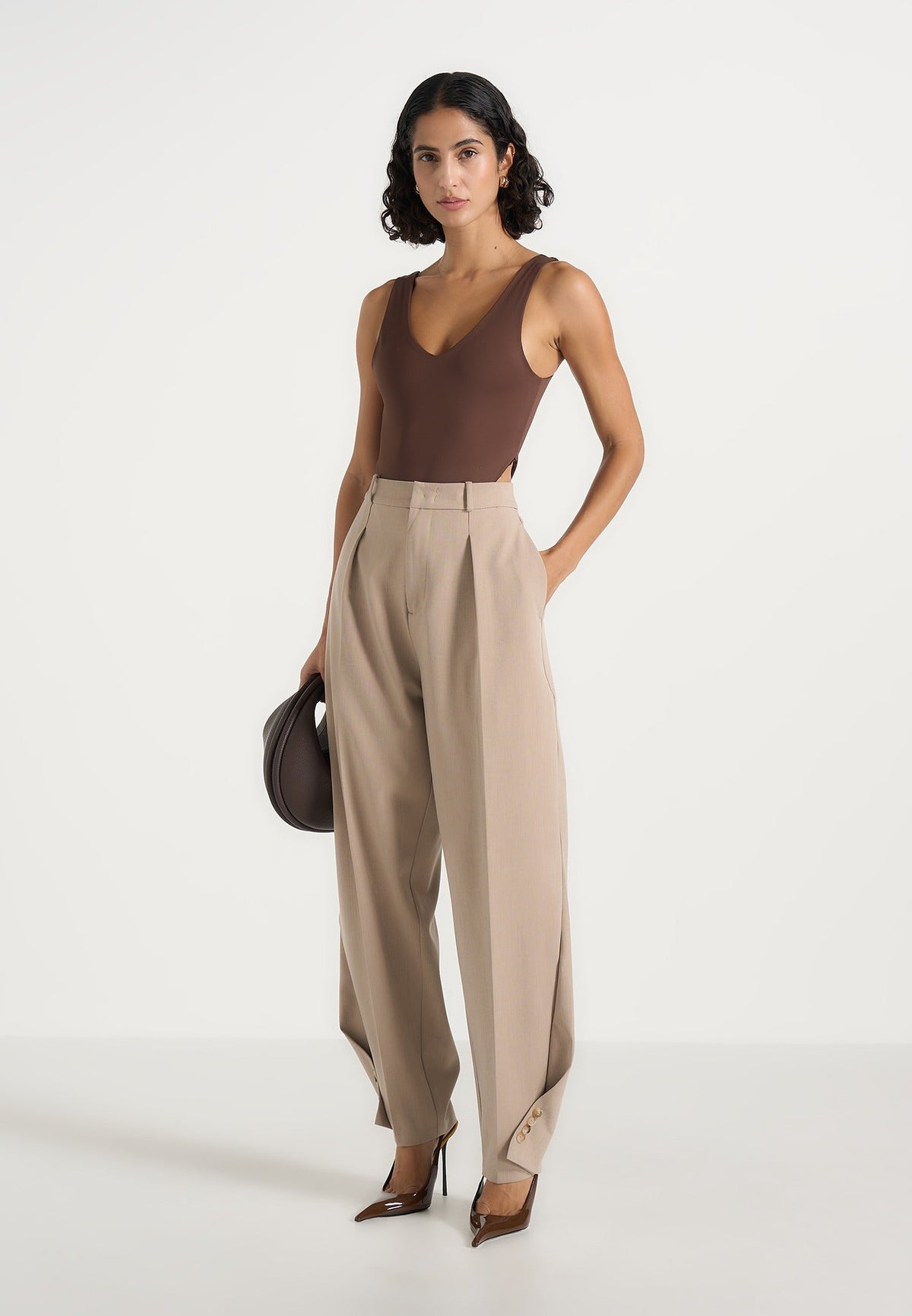 Sophie - Twist Leg Dress Pants - Beige
