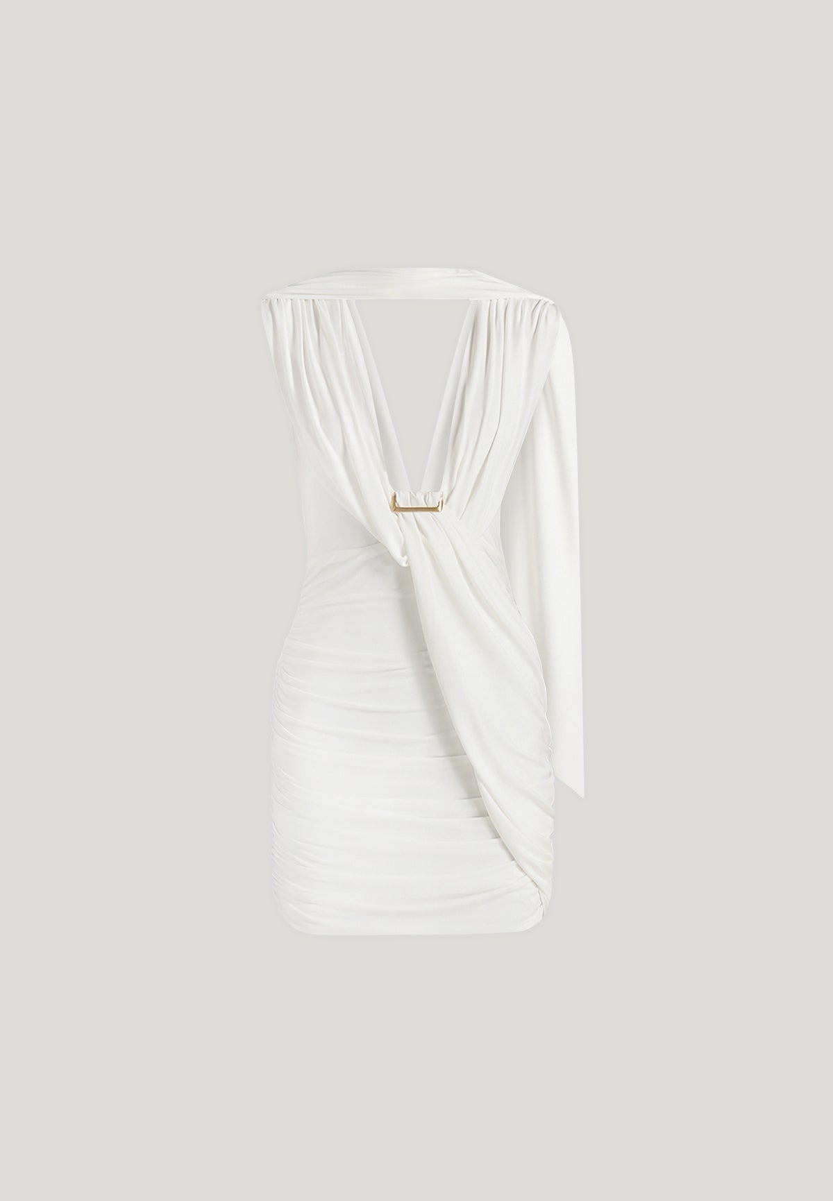 mirelle-ruched-open-back-mini-dress-with-scarf-white