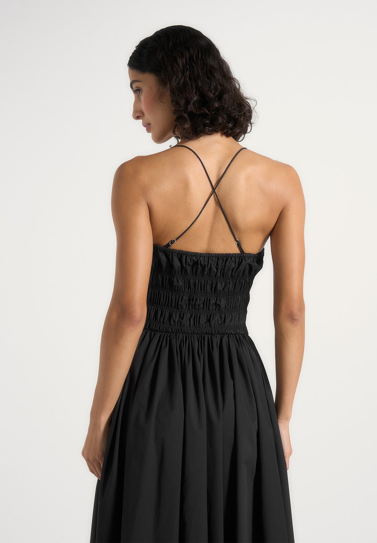 Juniper - Smocked Waist Cotton Maxi Dress - Black