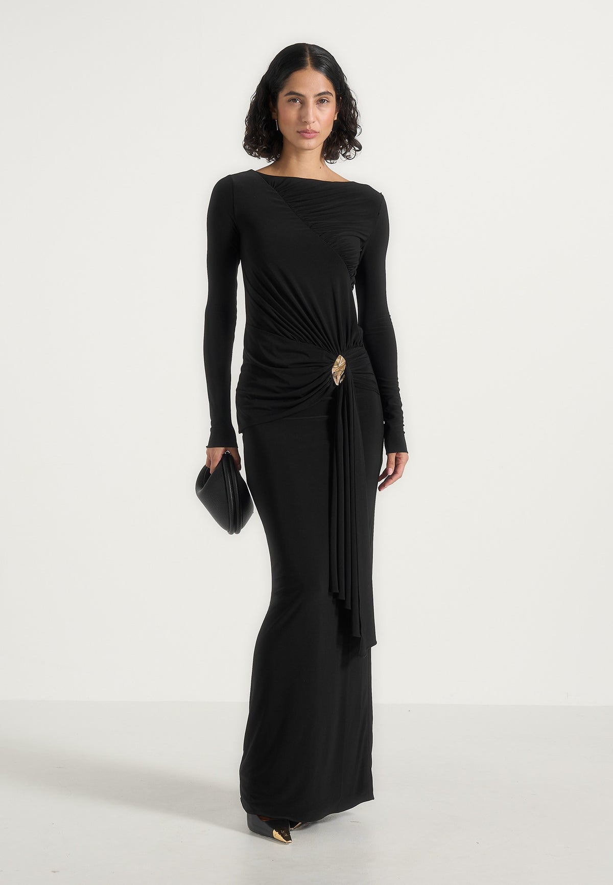 edena-asym-ruched-draped-maxi-dress-black