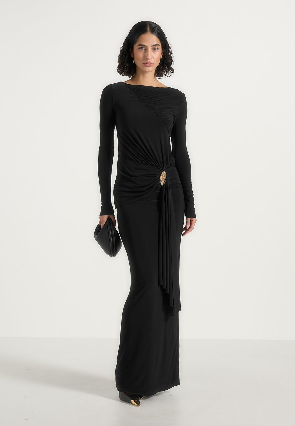 edena-asym-ruched-draped-maxi-dress-black