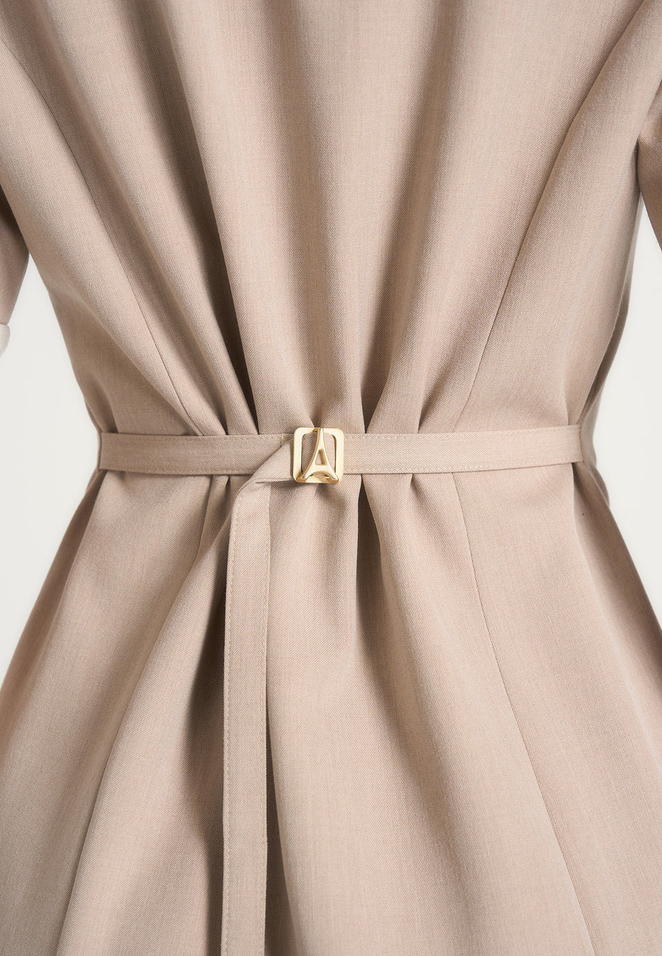 baya-tailored-cinch-waist-pleated-blazer-dress-beige