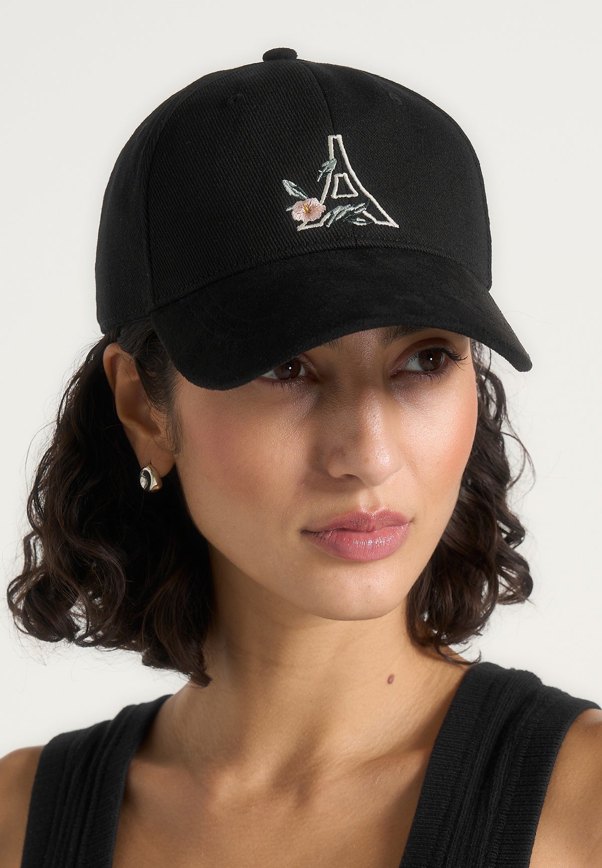 Tuileries - Floral Eiffel Suede Contrast Cap - Black