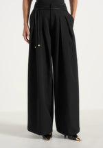 flora-box-pleat-wide-leg-belted-trousers-black