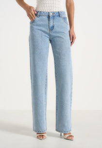 Calista - Line Art Denim Jeans - Mid Blue