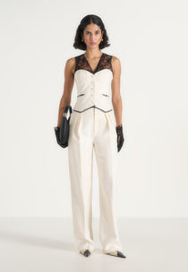 Veronica - Lace Tailored Corset Waistcoat - White
