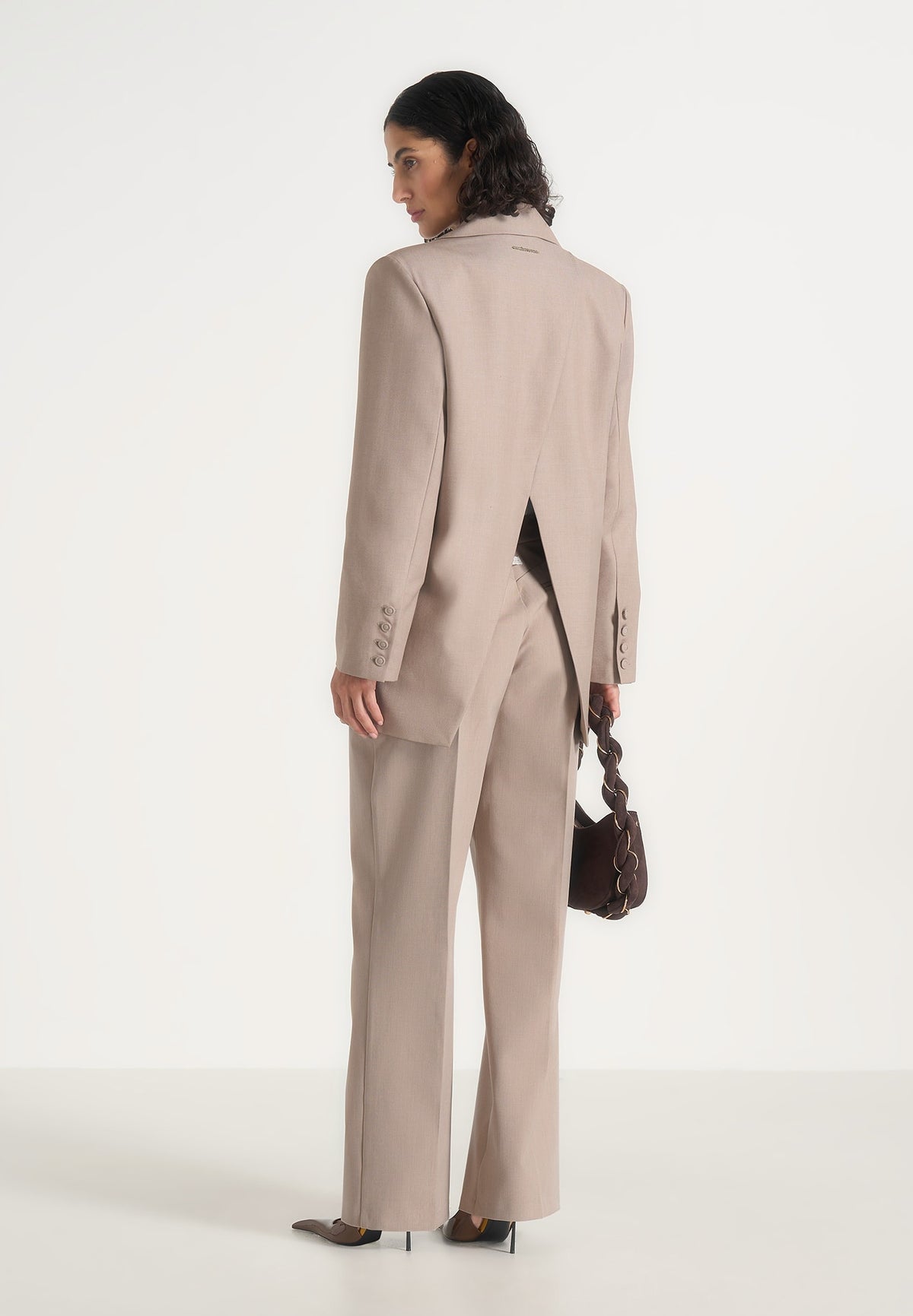 Harriet - Oversized Open Back Tailored Blazer - Taupe