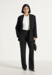 Harriet - Oversized Open Back Tailored Wool-Blend Blazer - Black