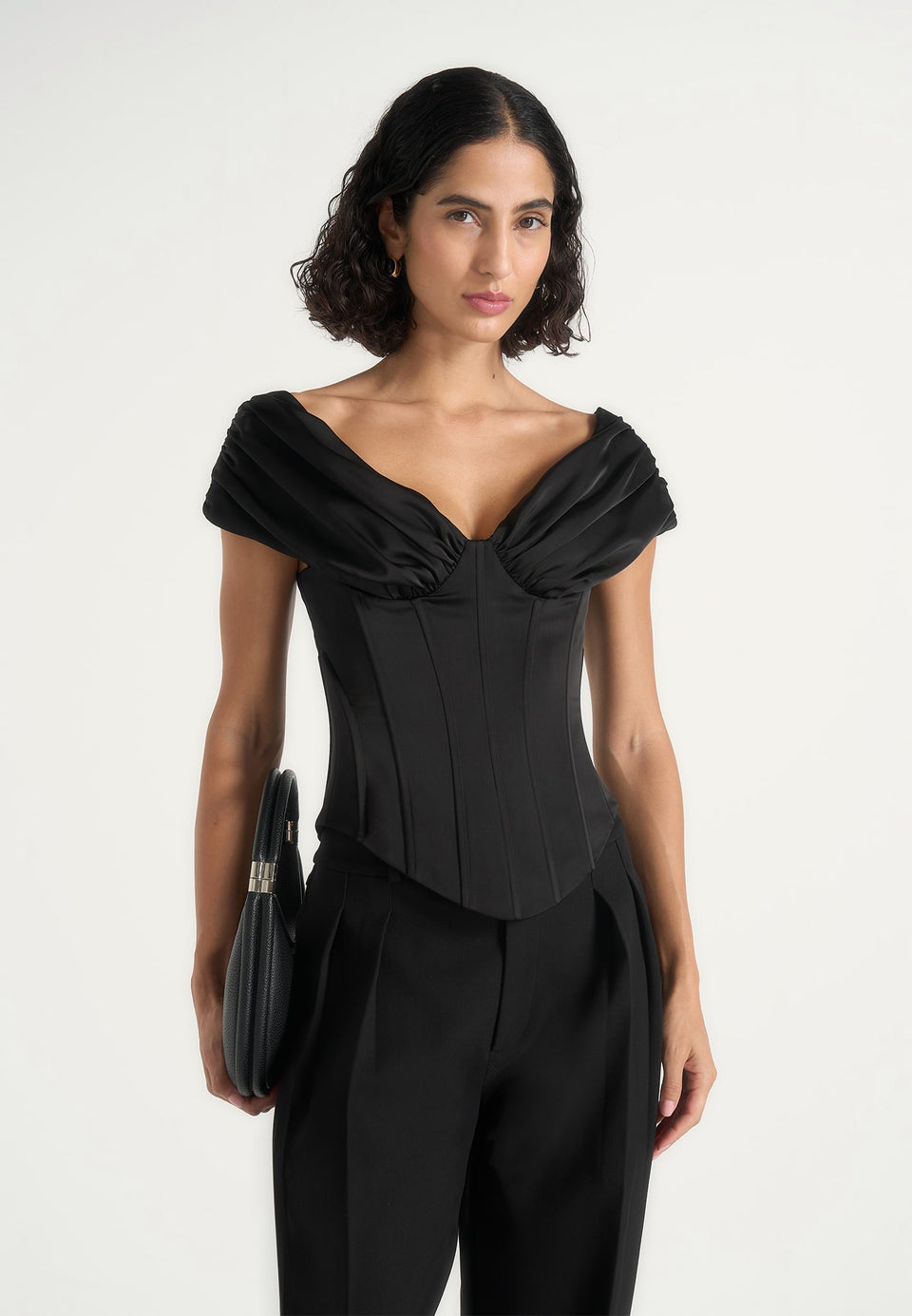 ursula-off-shoulder-pleated-corset-top-black