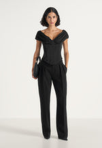ursula-off-shoulder-pleated-corset-top-black