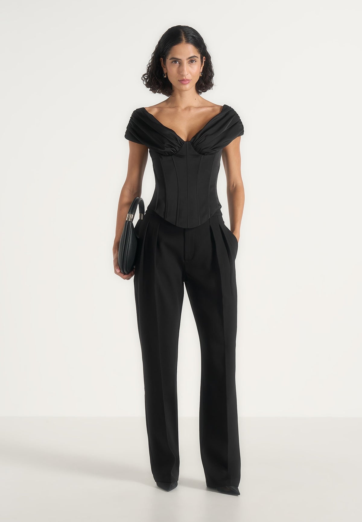 ursula-off-shoulder-pleated-corset-top-black