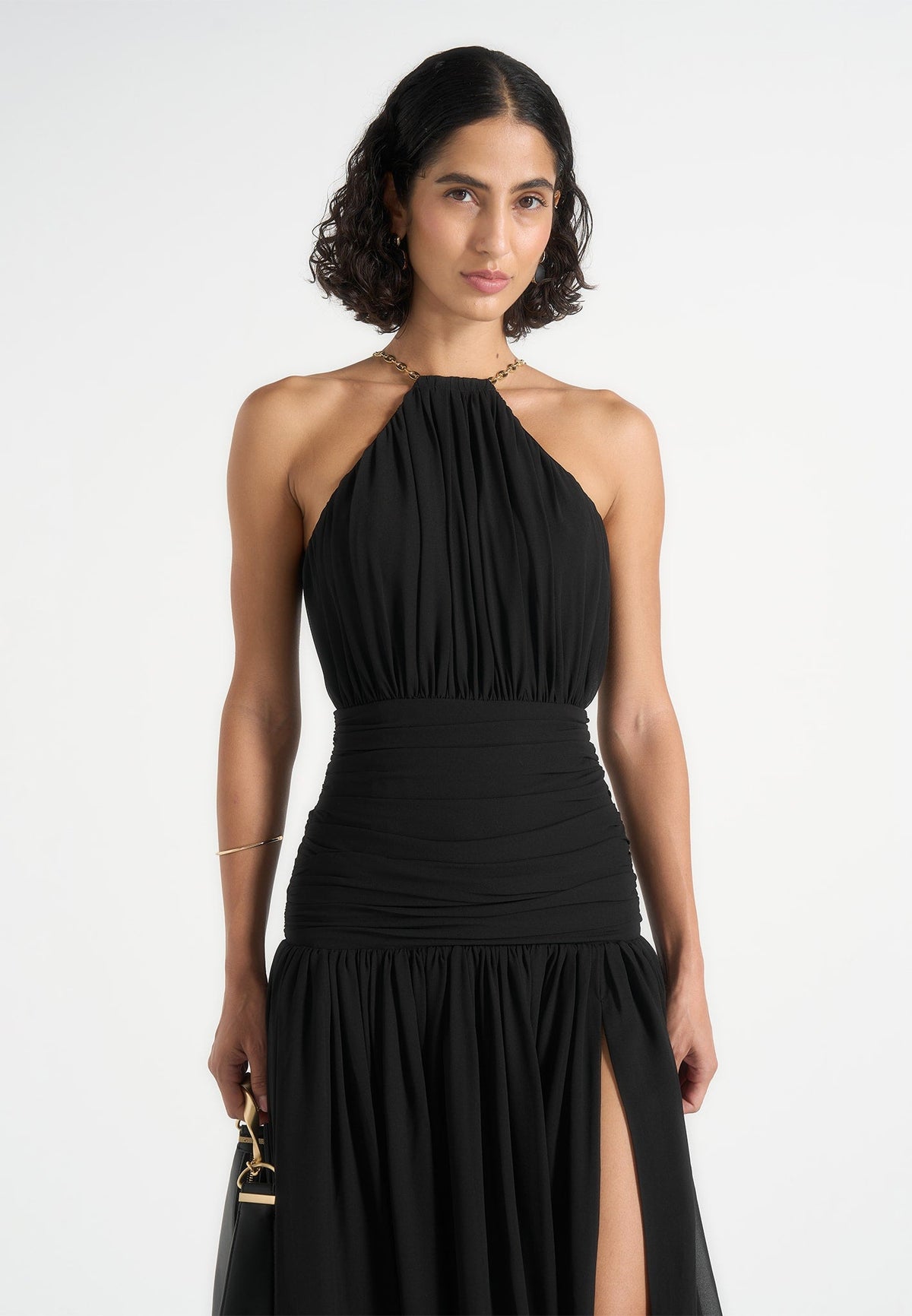 fabienne-metallic-ruched-halter-maxi-dress-black