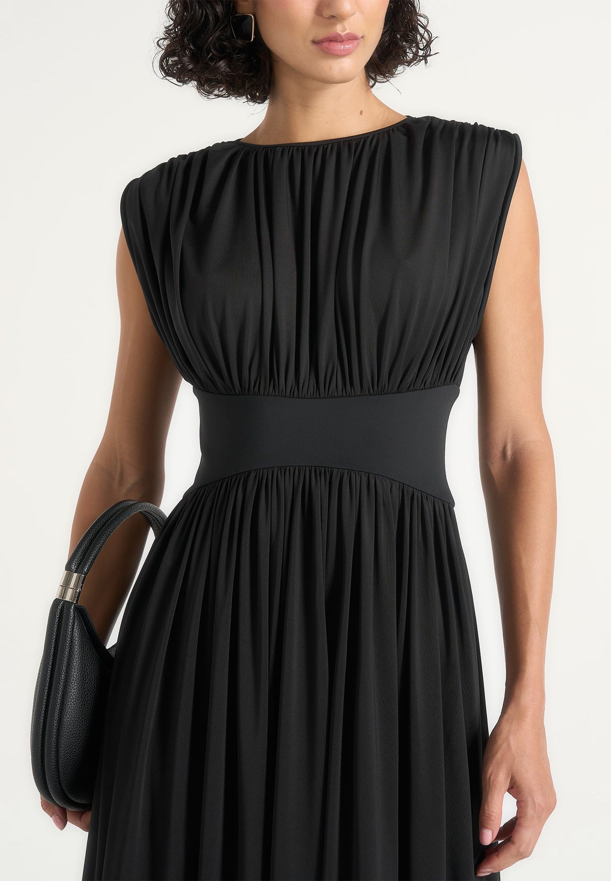 Ophelia - Corset Maxi Dress with Detachable Sleeves - Black