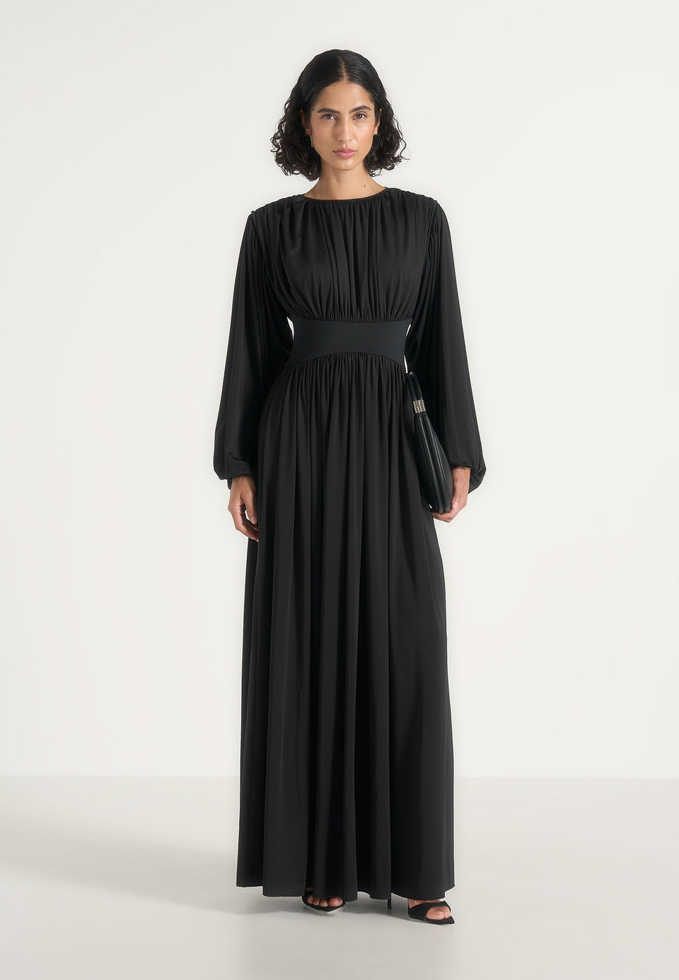ivana-modest-pleated-cinch-maxi-dress-black