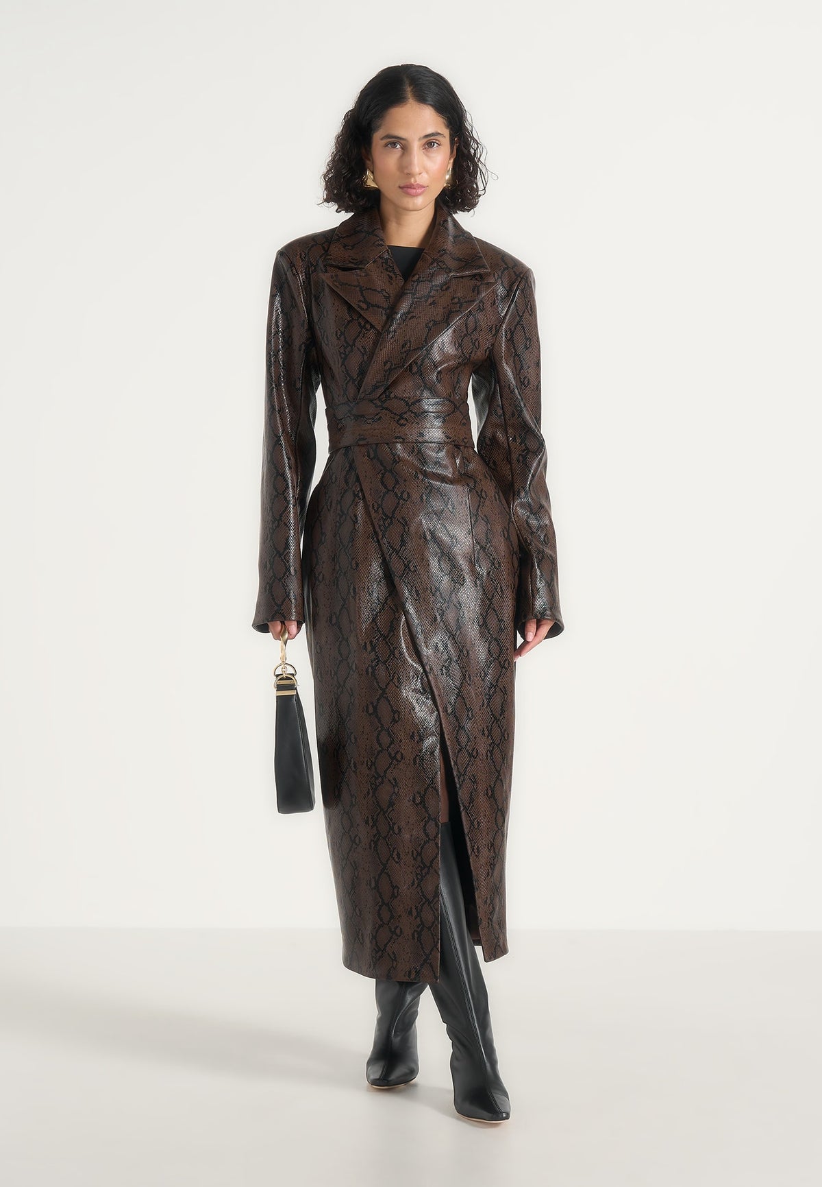 esma-python-asymmetric-coat-with-cinch-belt-brown