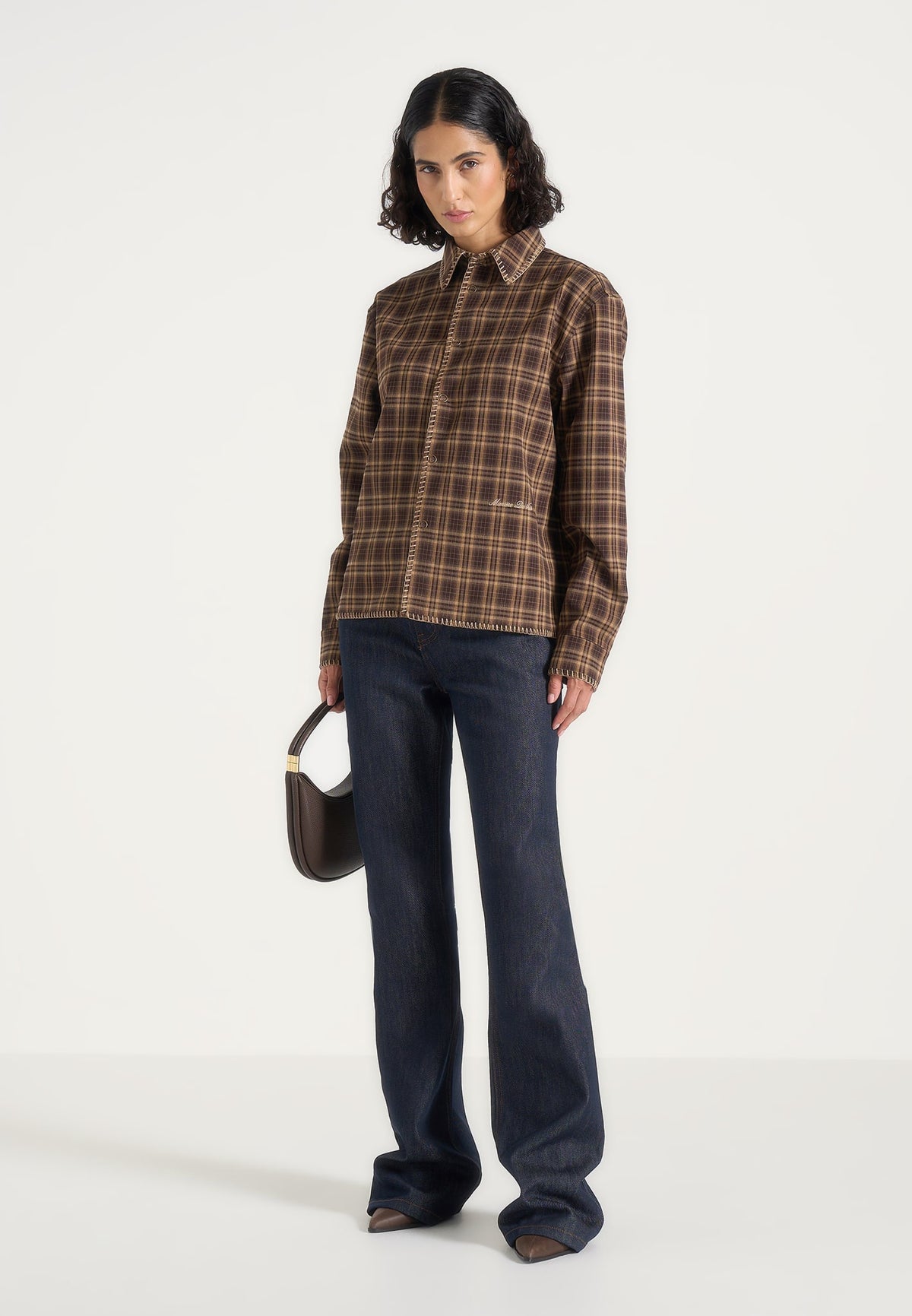 blake-unisex-whipstitch-check-shirt-brown