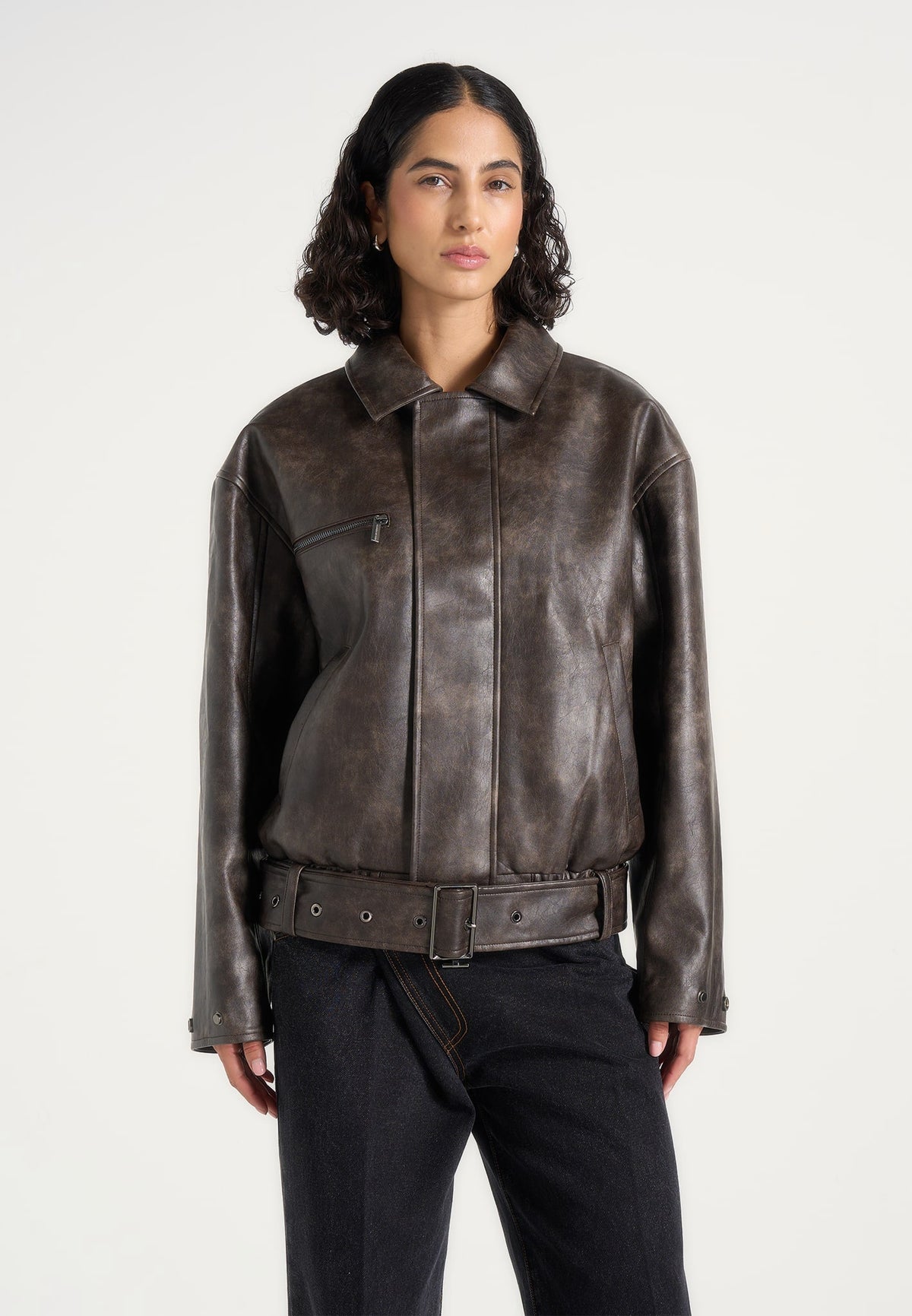 ezra-unisex-vintage-leather-belted-bomber-jacket-brown