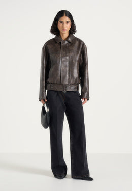 ezra-unisex-vintage-leather-belted-bomber-jacket-brown