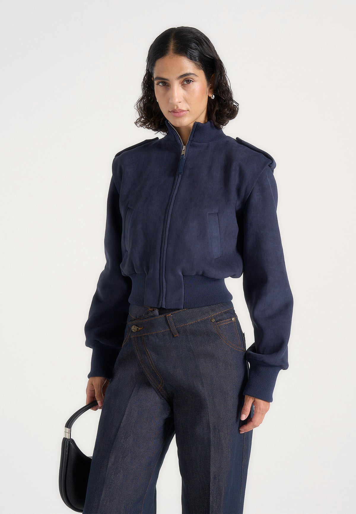 delfina-suede-layered-shoulder-cropped-bomber-jacket-navy