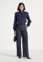 delfina-suede-layered-shoulder-cropped-bomber-jacket-navy