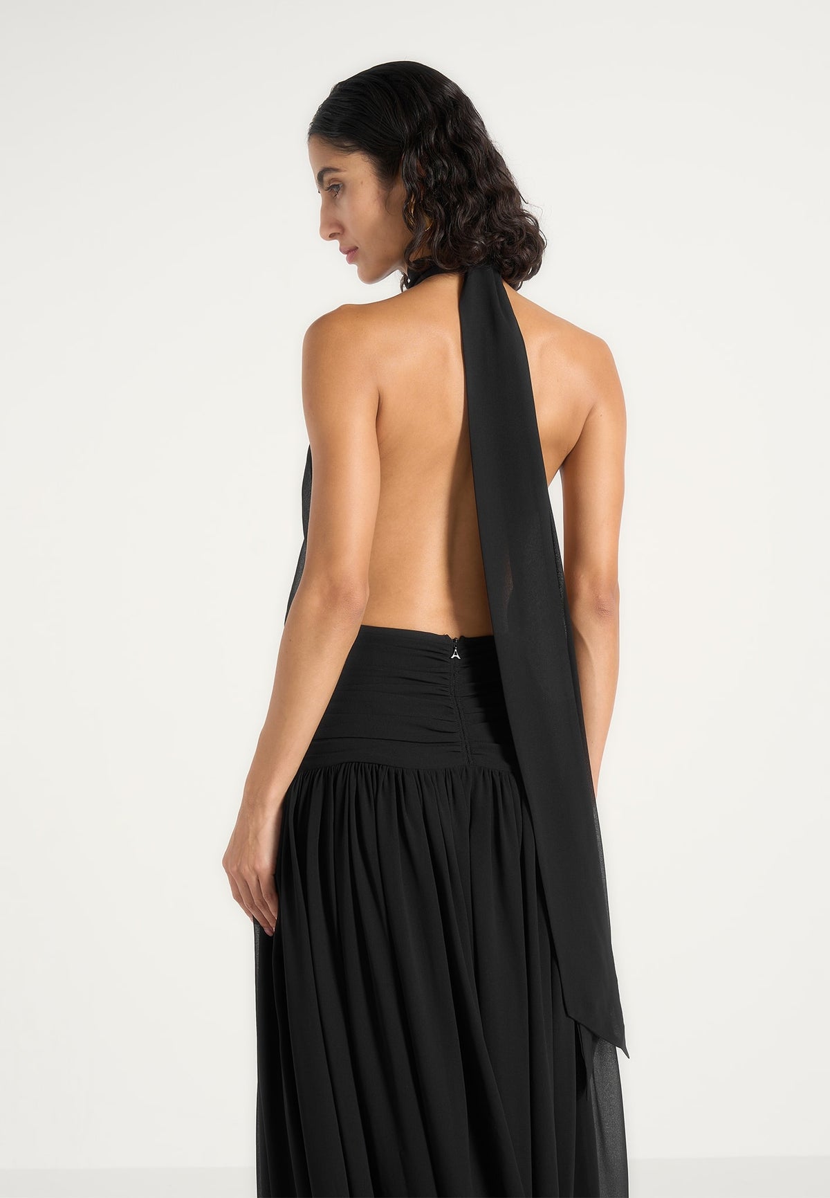 Matilda Gathered Maxi Dress - Black