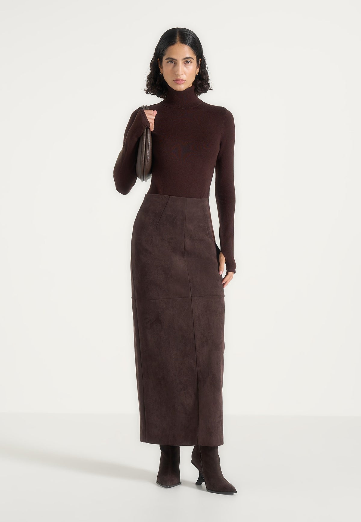 Honor - Wool-Blend Turtleneck Knit Bodysuit - Brown