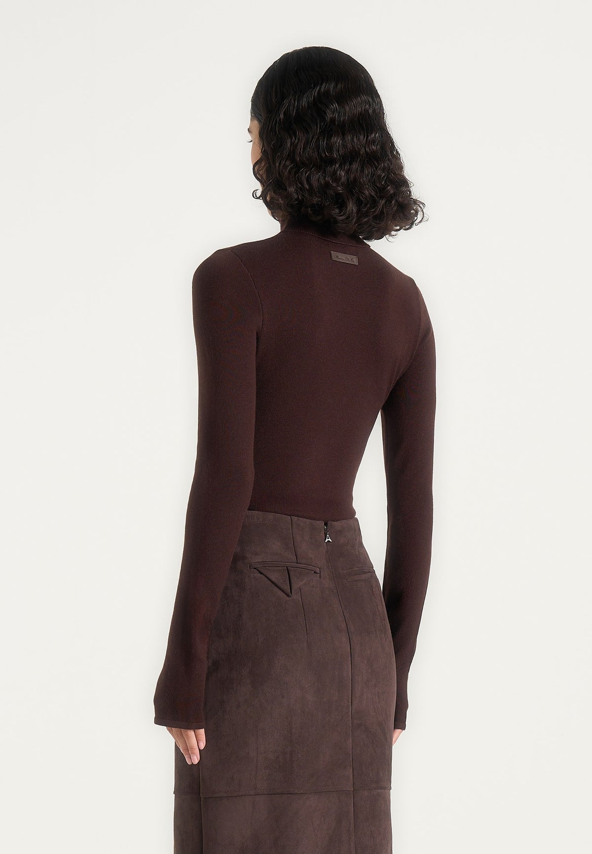 Honor - Wool-Blend Turtleneck Knit Bodysuit - Brown