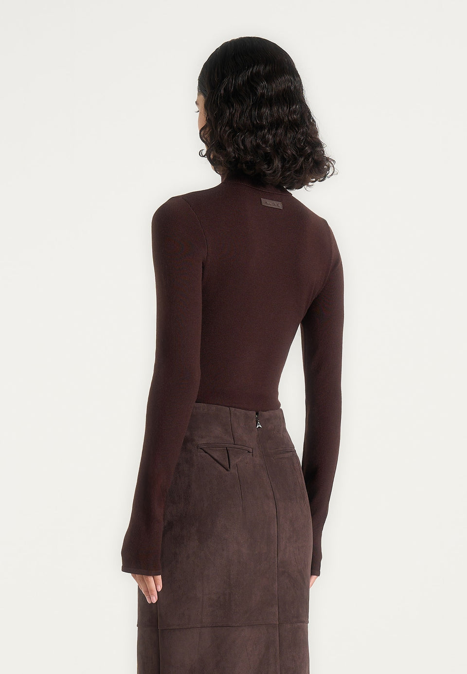 Honor - Wool-Blend Turtleneck Knit Bodysuit - Brown