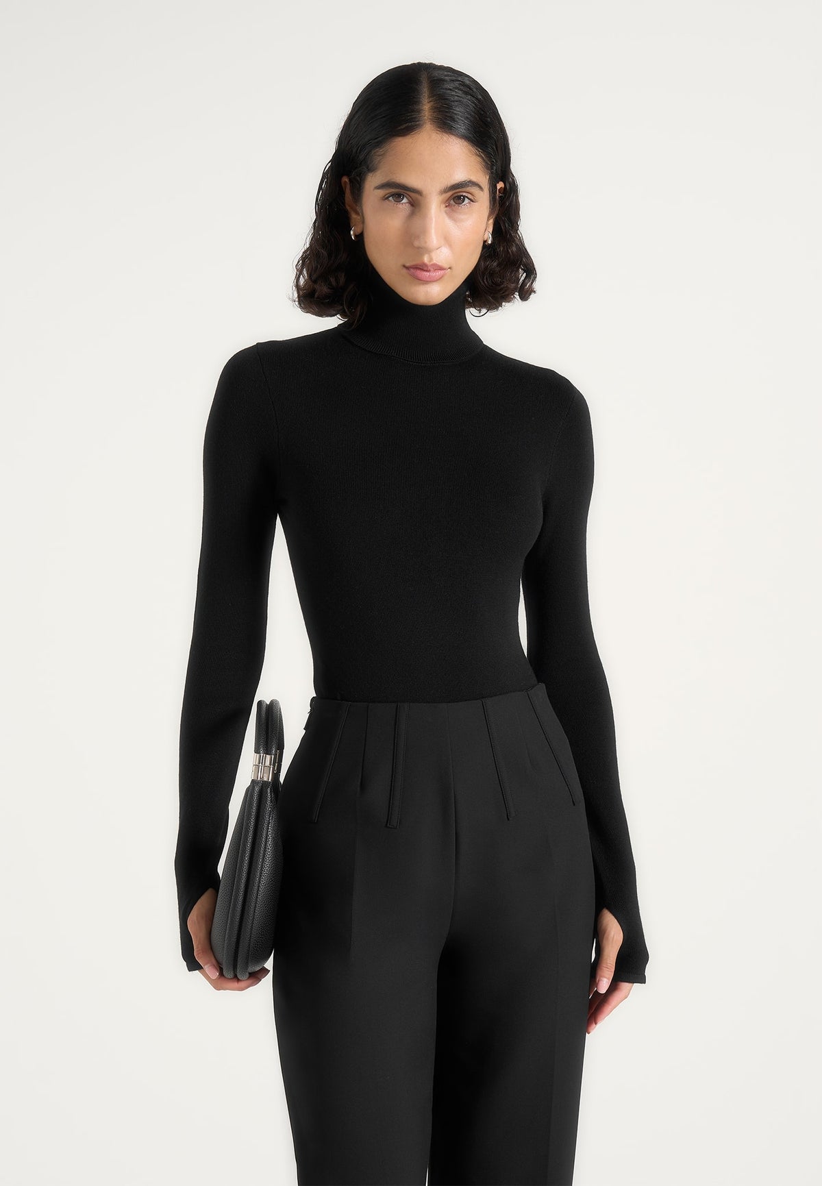Honor - Wool-Blend Turtleneck Knit Bodysuit - Black