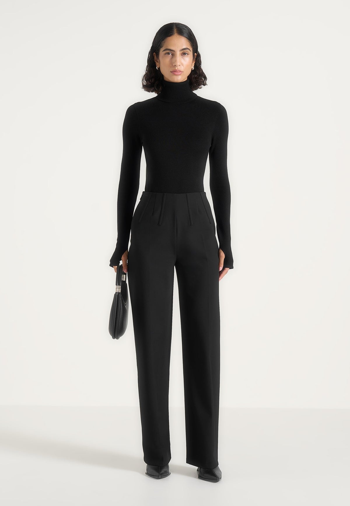 Honor - Wool-Blend Turtleneck Knit Bodysuit - Black