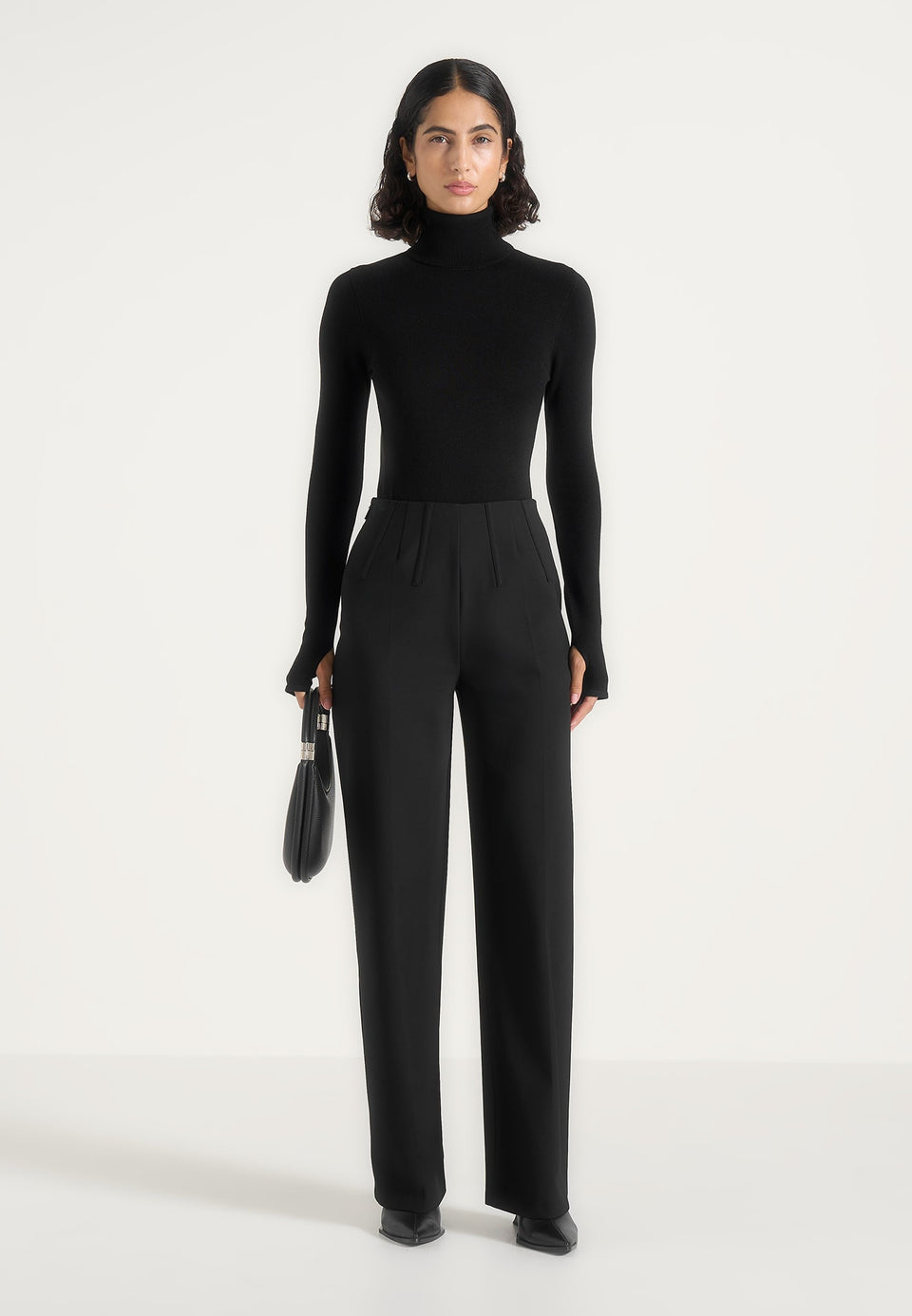 Honor - Wool-Blend Turtleneck Knit Bodysuit - Black